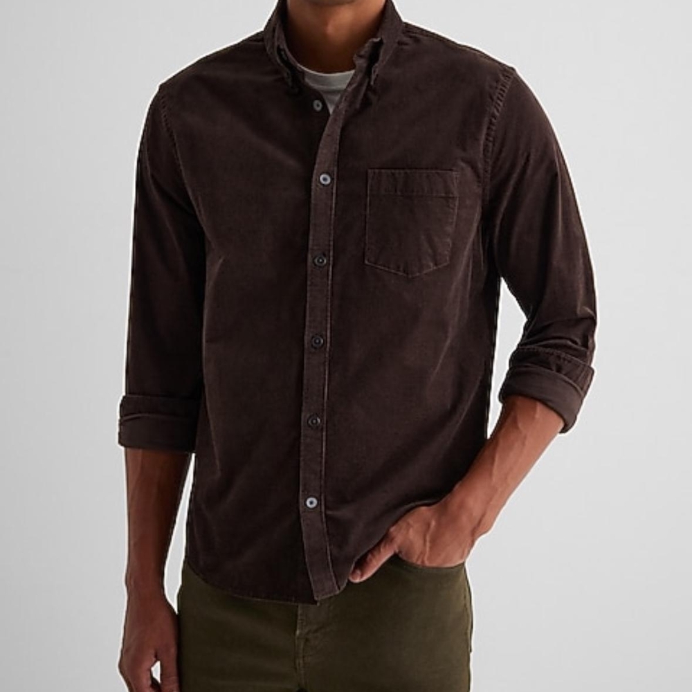 Express Men's Chocolate Corduroy Shirt